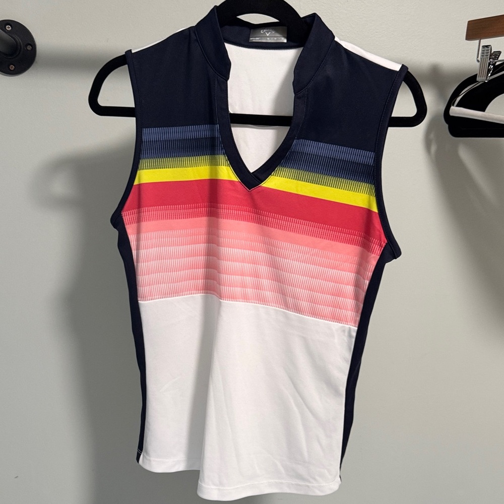 Callaway Sleeveless V-Neck Tank in Navy, White, Yellow, Pink